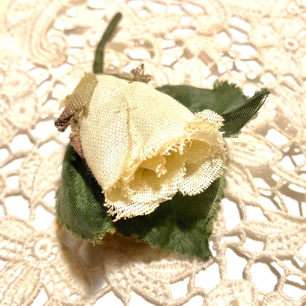 Rosebud Fabric Flower Lapel Pin